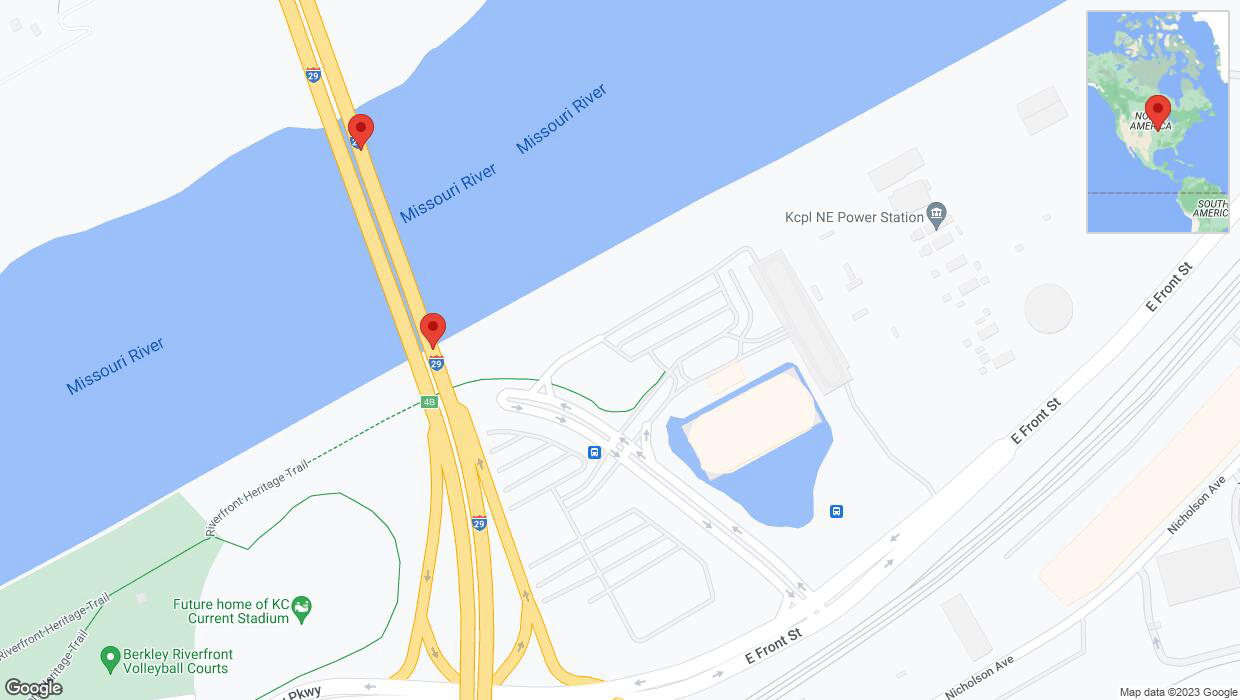 A detailed map that shows the affected road due to 'Crash report: I-29/I-35' on September 29th at 5:26 p.m.