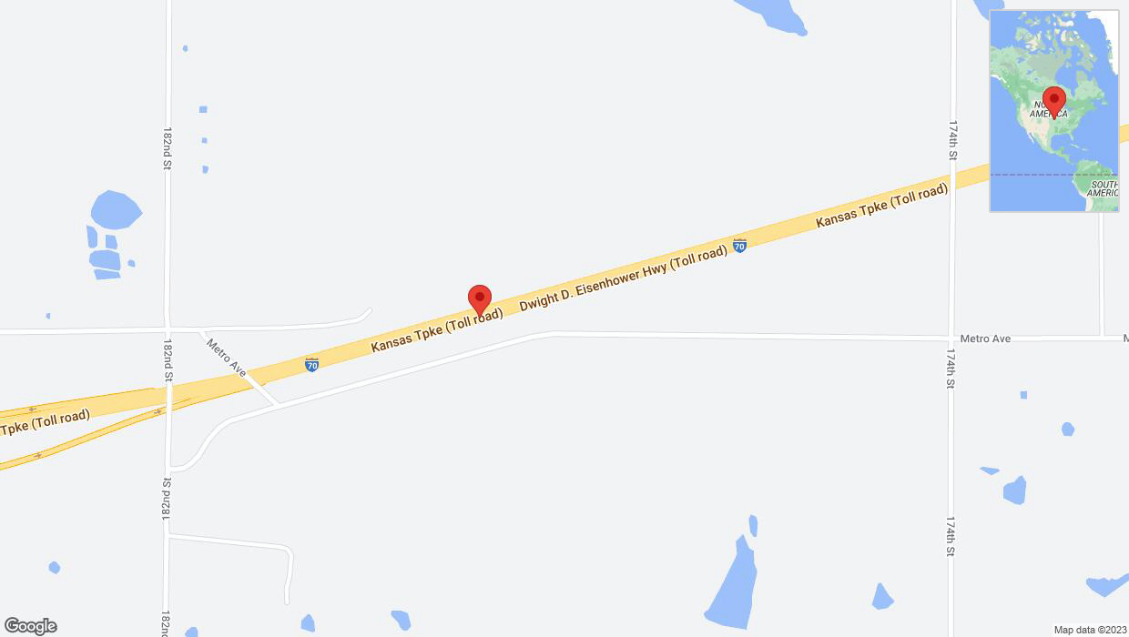 A detailed map that shows the affected road due to 'Warning: Crash on eastbound I-70 in Tonganoxie' on September 29th at 6:08 p.m.