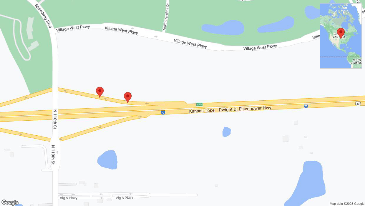 A detailed map that shows the affected road due to 'Broken down vehicle on the Kansas Turnpike in Kansas City' on September 29th at 10:03 p.m.