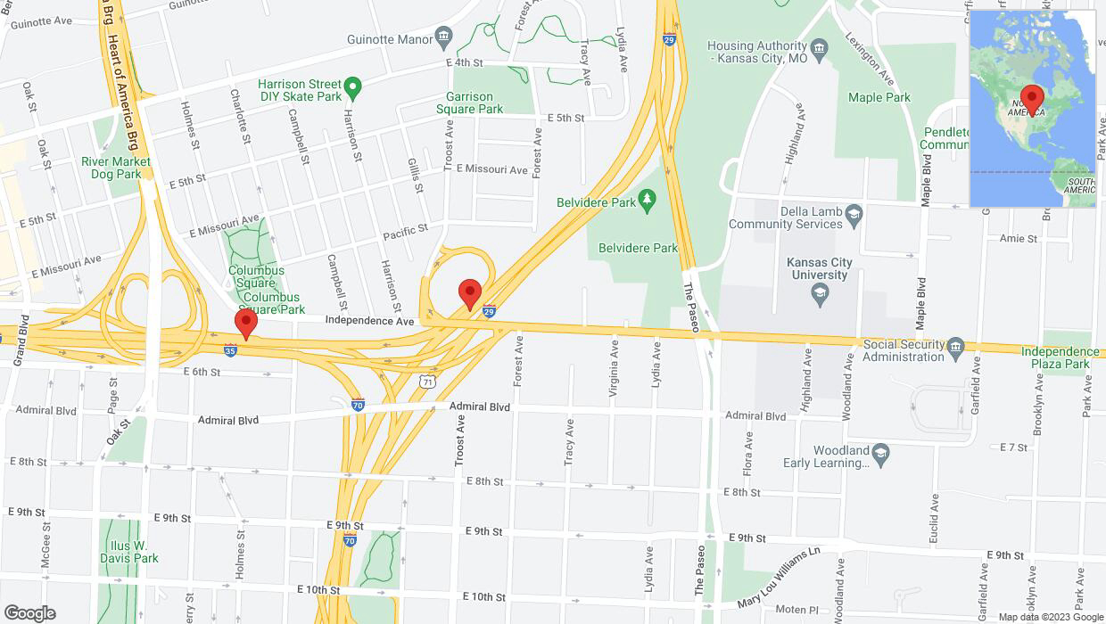 A detailed map that shows the affected road due to 'Kansas City: I-35 temporarily closed' on October 1st at 7:45 p.m.