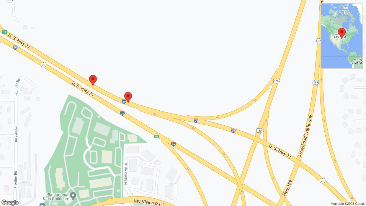 A detailed map that shows the affected road due to 'Broken down vehicle on northbound I-29 in Kansas City' on September 30th at 12:15 p.m.