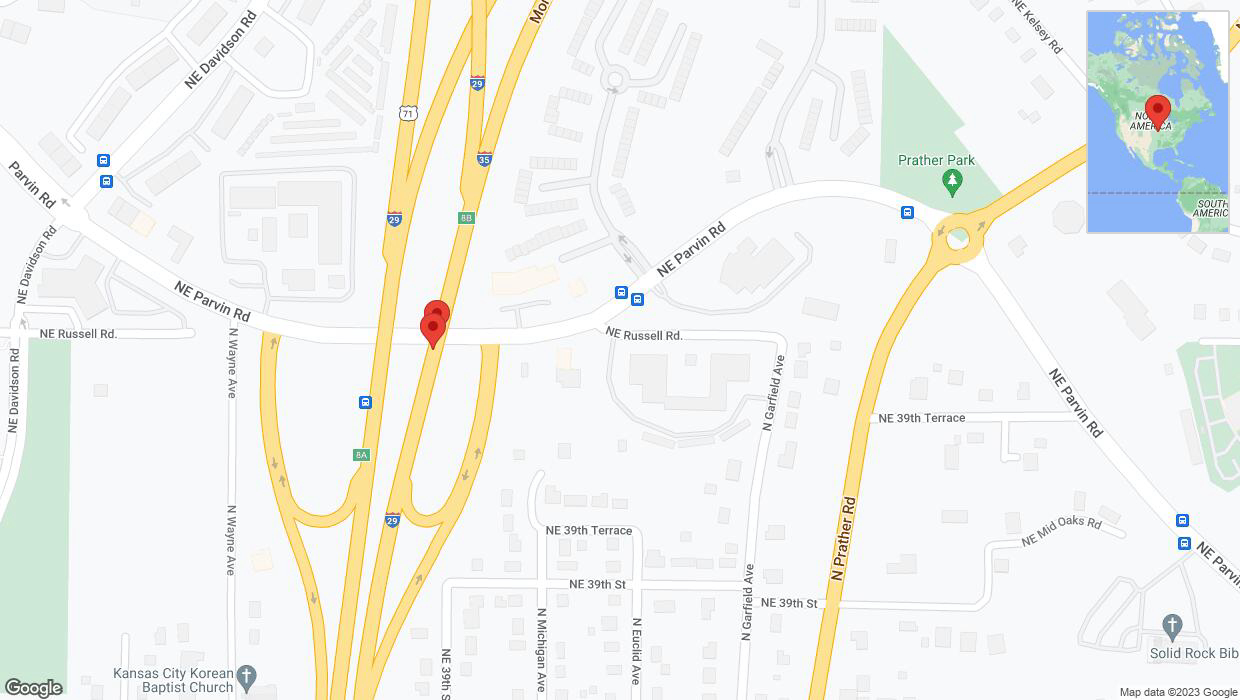 A detailed map that shows the affected road due to 'Broken down vehicle on northbound I-29/I-35 in Kansas City' on September 30th at 1:03 p.m.