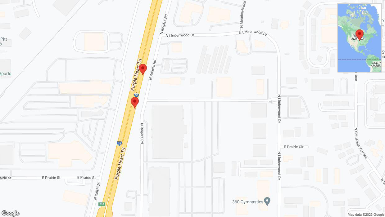 A detailed map that shows the affected road due to 'Broken down vehicle on eastbound I-35 in Olathe' on September 30th at 4:33 p.m.