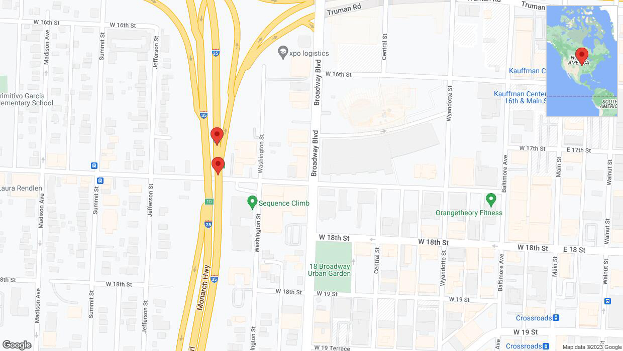 A detailed map that shows the affected road due to 'Broken down vehicle on northbound I-35 in Kansas City' on September 30th at 4:09 p.m.