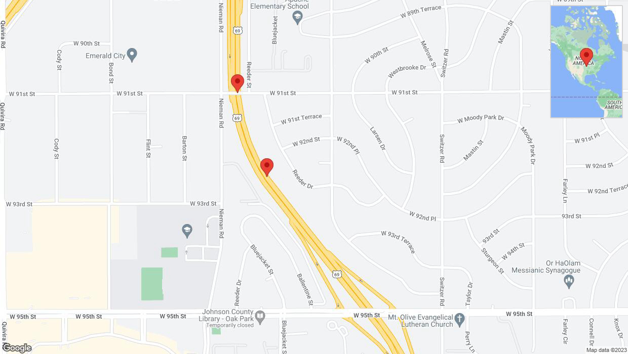 A detailed map that shows the affected road due to 'Reports of a crash on northbound US-69' on September 30th at 6:57 p.m.