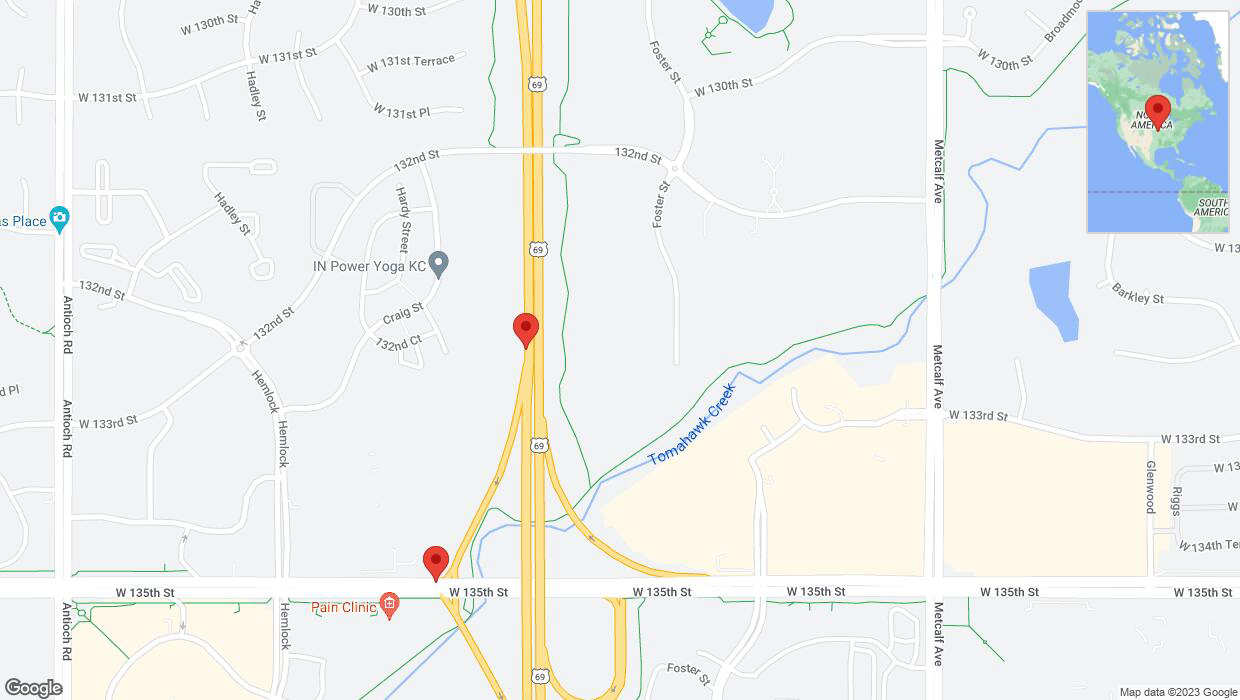 A detailed map that shows the affected road due to 'Overland Park: Craig Street temporarily closed' on September 30th at 8:45 p.m.