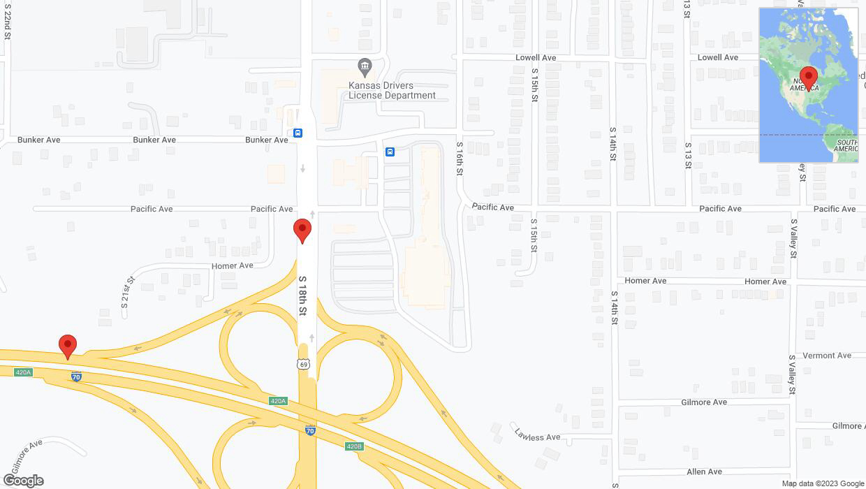 A detailed map that shows the affected road due to 'South 18th Street temporarily closed in Kansas City' on September 30th at 9:03 p.m.