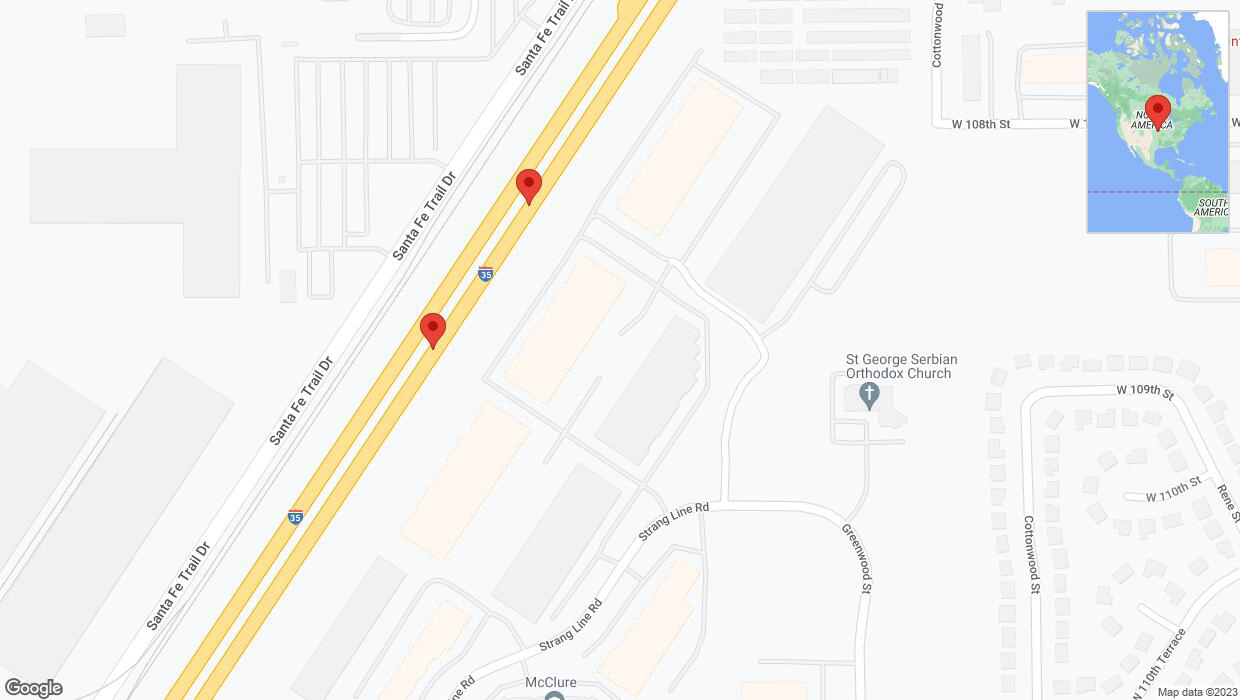 A detailed map that shows the affected road due to 'Broken down vehicle on eastbound I-35 in Lenexa' on October 1st at 1:09 p.m.