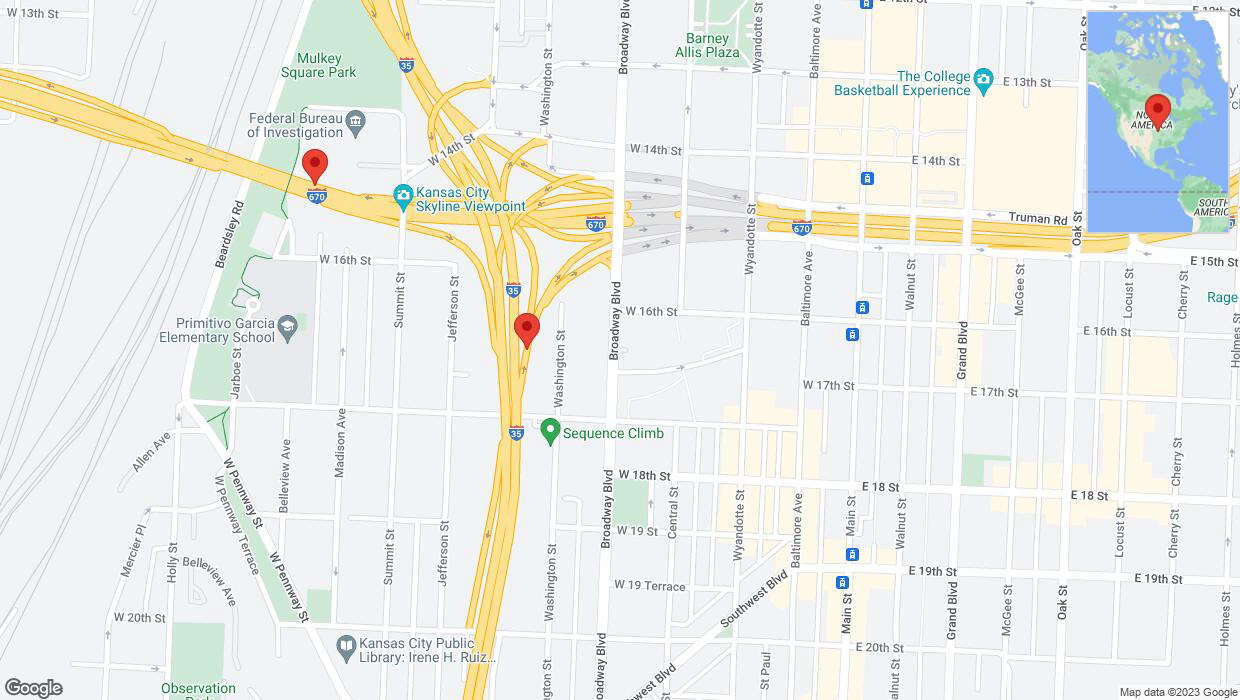 A detailed map that shows the affected road due to 'Kansas City: Washington Street closed until Oct. 30' on October 6th at 12:36 p.m.