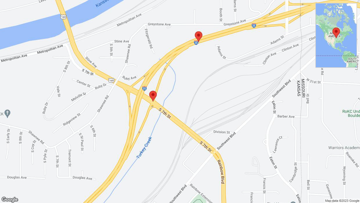 A detailed map that shows the affected road due to 'Kansas City: Road closed' on October 2nd at 12:32 p.m.