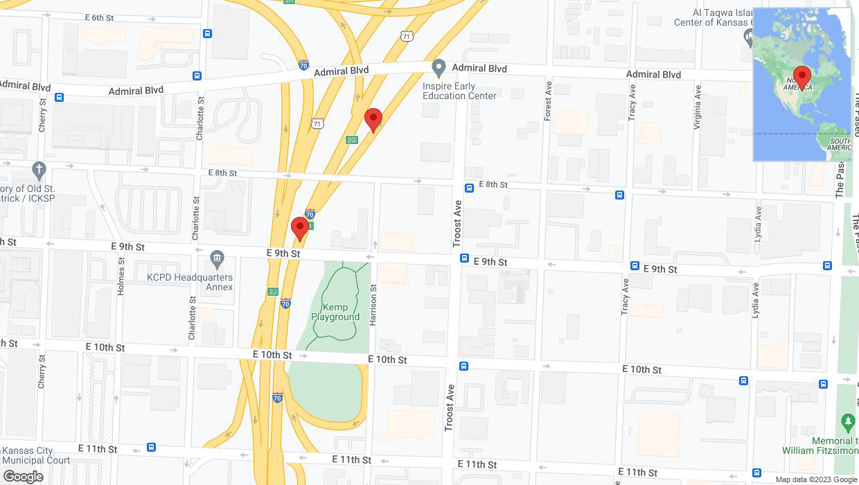 A detailed map that shows the affected road due to 'Reports of a crash on East 9th Street' on October 2nd at 12:56 p.m.