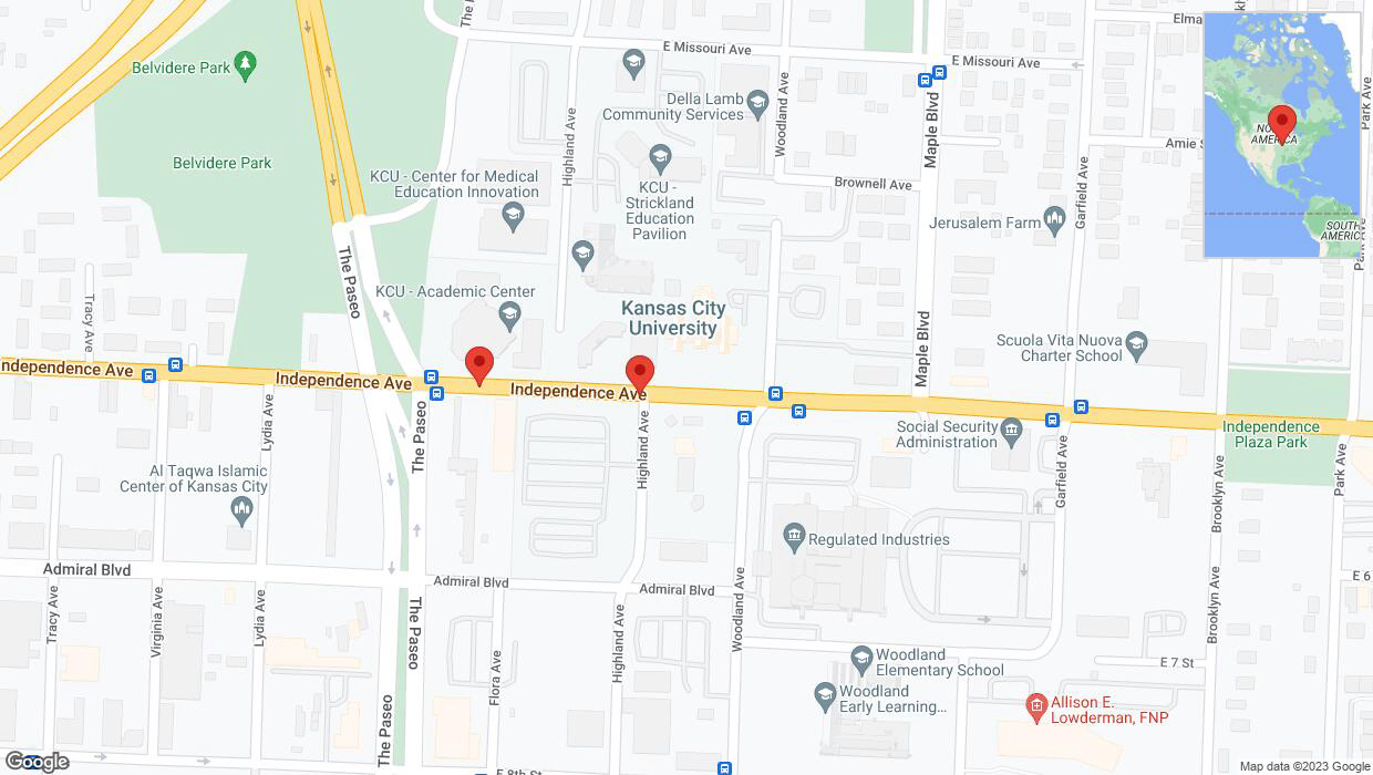 A detailed map that shows the affected road due to 'Independence Avenue/US-24 closed in Kansas City' on October 3rd at 12:56 p.m.