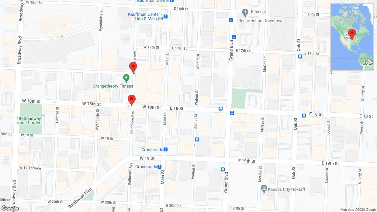 A detailed map that shows the affected road due to 'West Baltimore Avenue closed in Kansas City' on October 5th at 12:07 p.m.