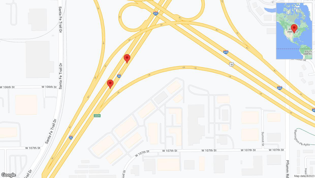 A detailed map that shows the affected road due to 'Broken down vehicle on eastbound I-35 in Lenexa' on October 2nd at 6:38 p.m.