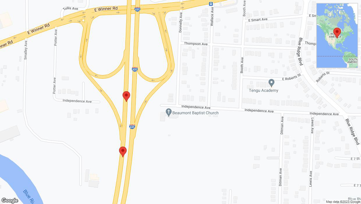 A detailed map that shows the affected road due to 'Broken down vehicle on southbound I-435 in Kansas City' on October 3rd at 5:08 p.m.