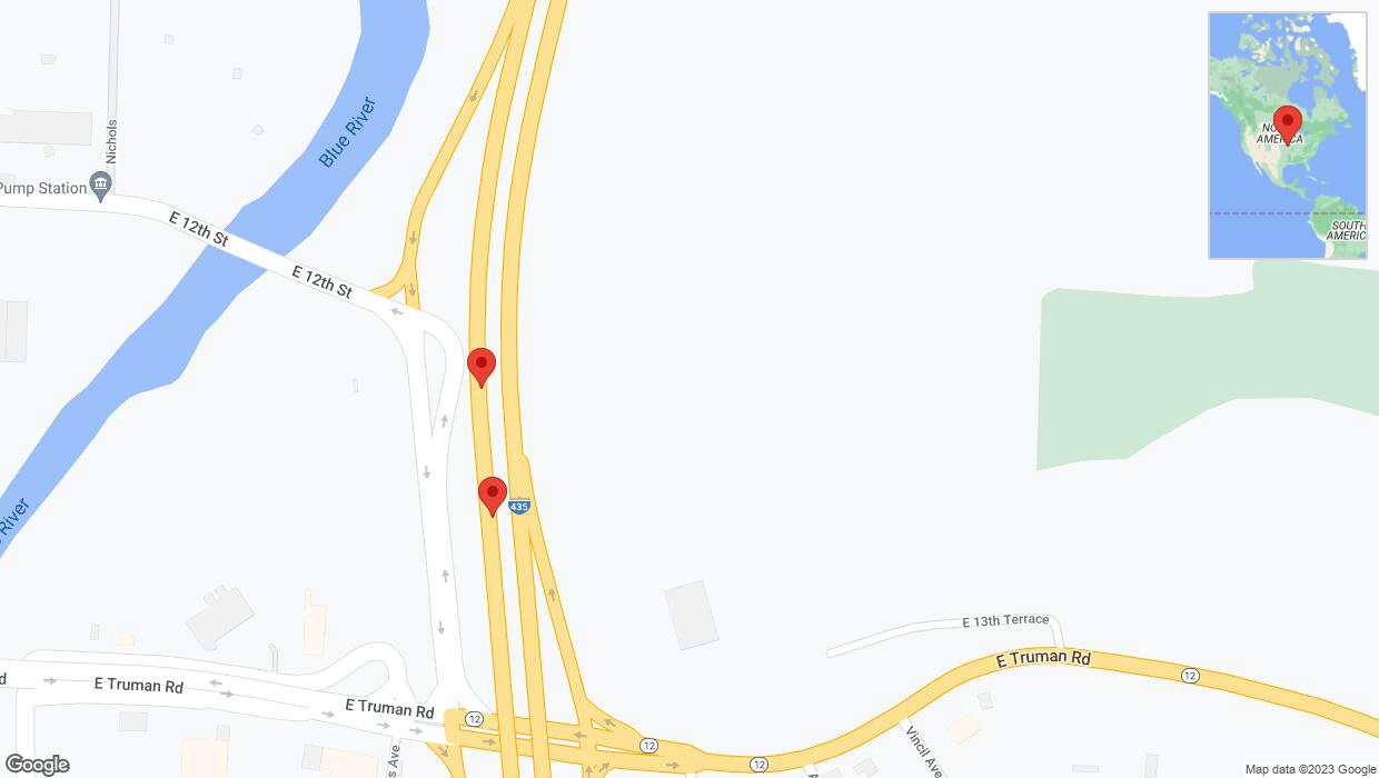 A detailed map that shows the affected road due to 'Broken down vehicle on southbound I-435 in Kansas City' on October 2nd at 10:20 p.m.