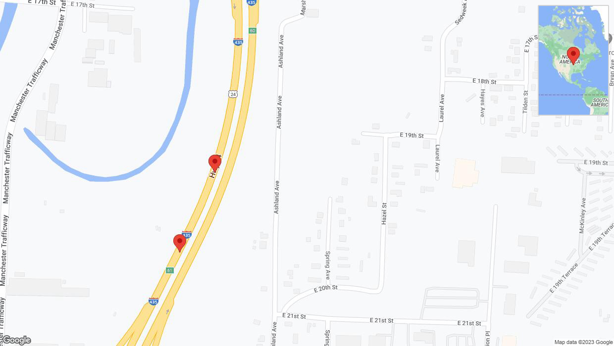 A detailed map that shows the affected road due to 'Broken down vehicle on southbound I-435 in Kansas City' on October 2nd at 11:38 p.m.
