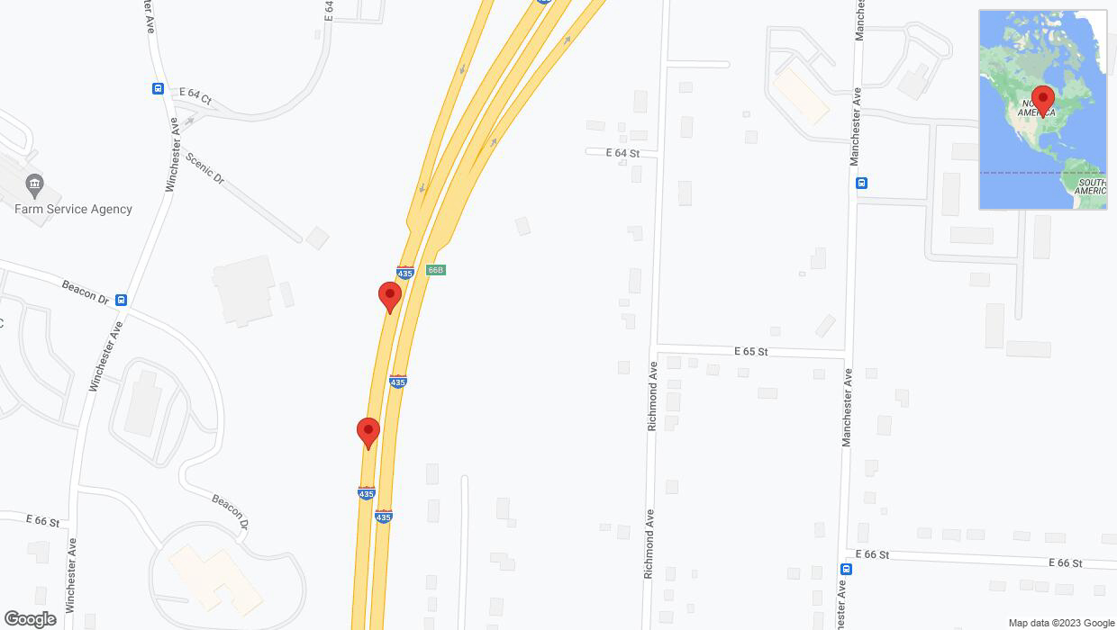 A detailed map that shows the affected road due to 'Broken down vehicle on southbound I-435 in Kansas City' on October 3rd at 1:50 p.m.