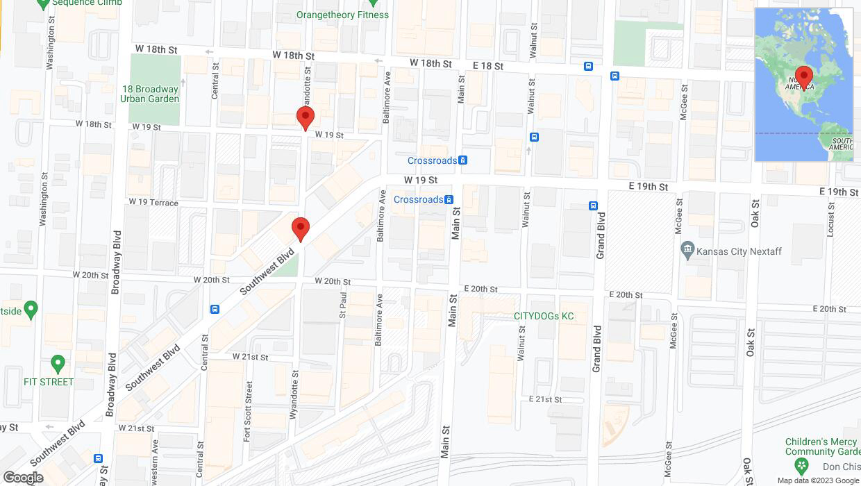 A detailed map that shows the affected road due to 'Kansas City: Southwest Boulevard closed' on October 3rd at 4:44 p.m.