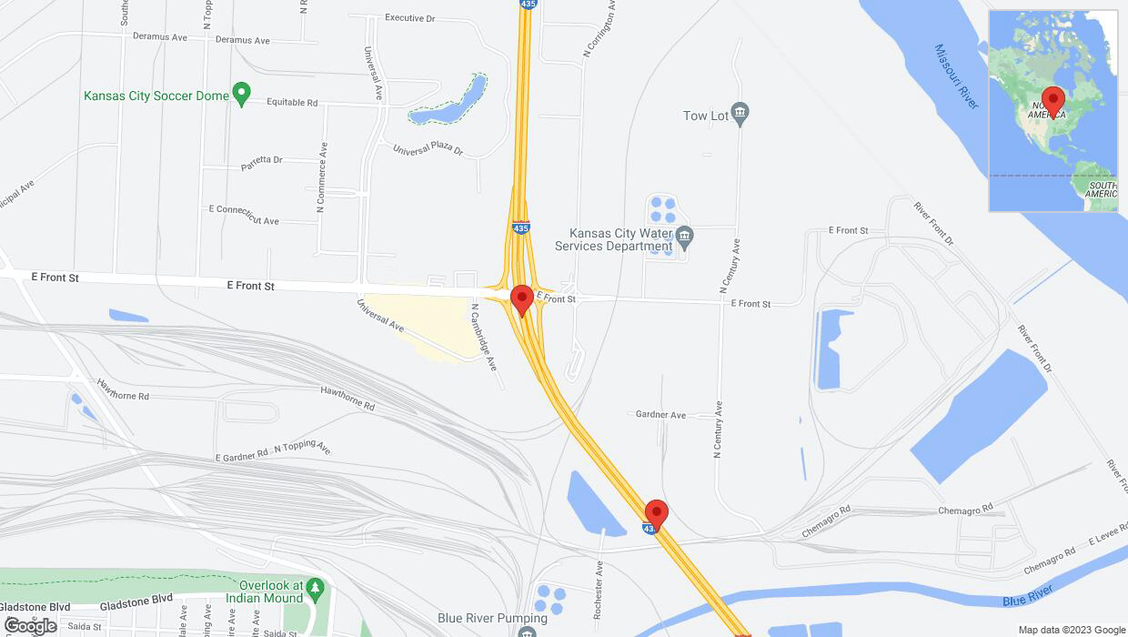 A detailed map that shows the affected road due to 'Crash update: I-435' on October 3rd at 4:56 p.m.