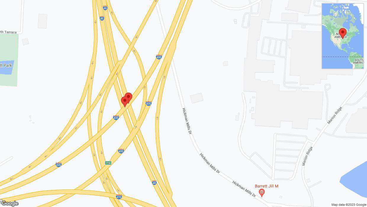 A detailed map that shows the affected road due to 'Broken down vehicle on southbound I-435 in Kansas City' on October 3rd at 5:32 p.m.