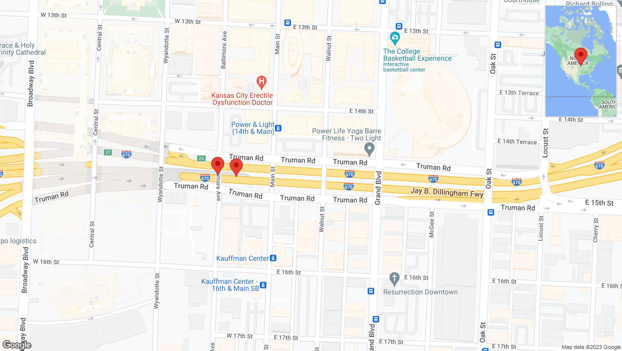 A detailed map that shows the affected road due to 'Broken down vehicle on eastbound I-670 in Kansas City' on October 4th at 12:02 p.m.