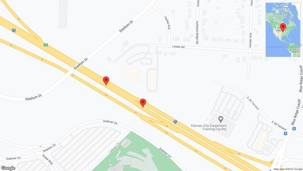 A detailed map that shows the affected road due to 'Crash reported on eastbound I-70 in Kansas City' on October 4th at 12:50 p.m.