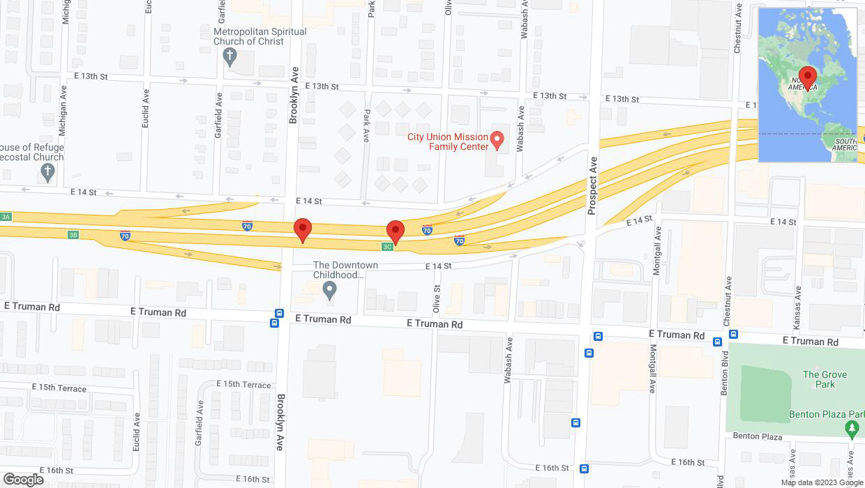 A detailed map that shows the affected road due to 'Broken down vehicle on eastbound I-70 in Kansas City' on October 4th at 4:14 p.m.