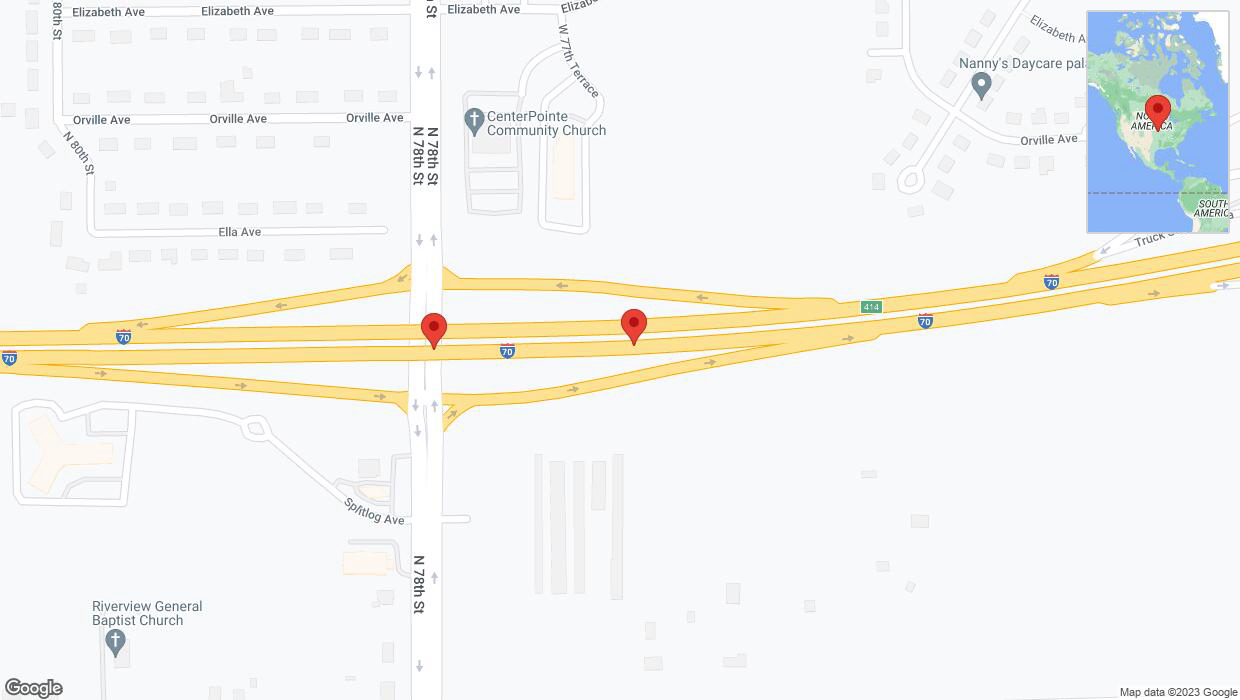 A detailed map that shows the affected road due to 'Reports of a crash on eastbound I-70' on October 4th at 3:56 p.m.