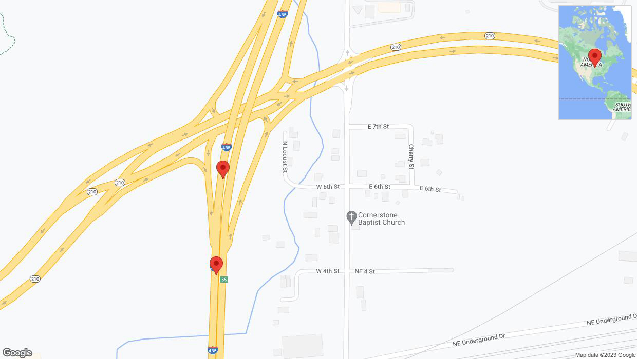 A detailed map that shows the affected road due to 'Reports of a crash on southbound I-435' on October 4th at 6:20 p.m.