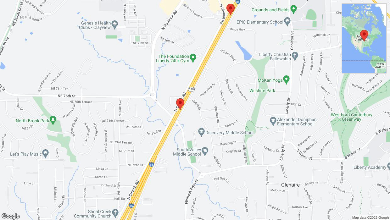 A detailed map that shows the affected road due to 'Warning: Crash on northbound I-35 in Kansas City' on October 4th at 5:38 p.m.