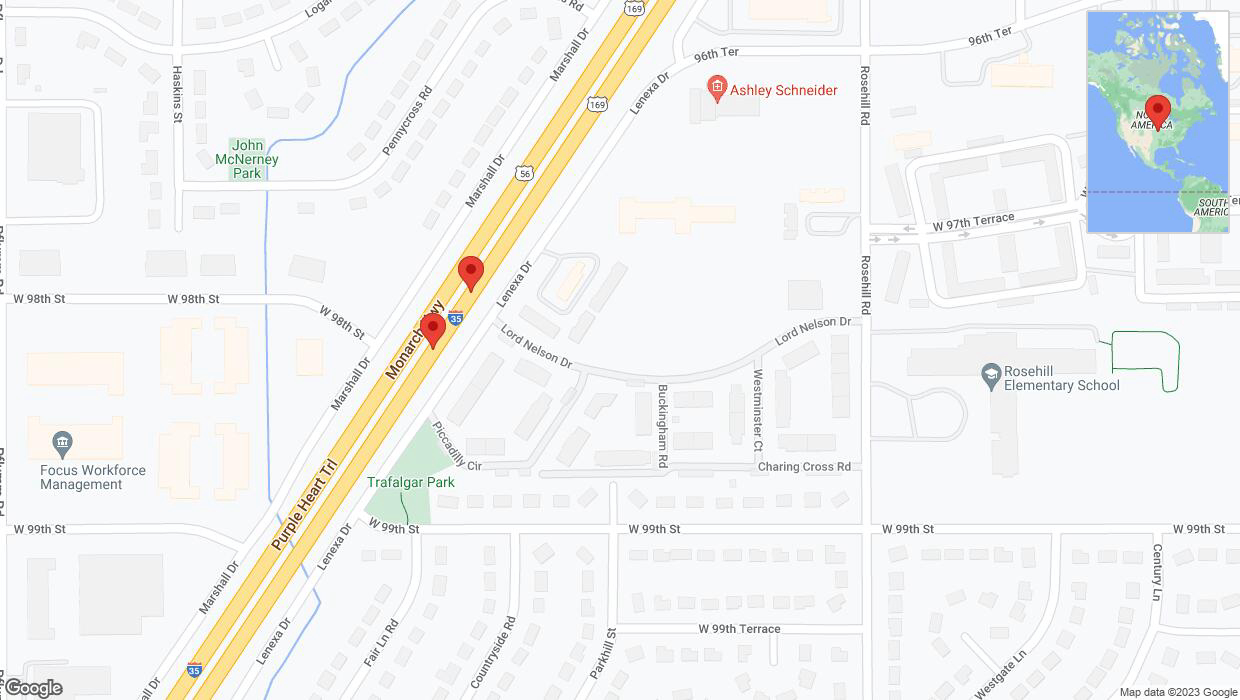 A detailed map that shows the affected road due to 'Broken down vehicle on eastbound I-35 in Lenexa' on October 4th at 5:44 p.m.