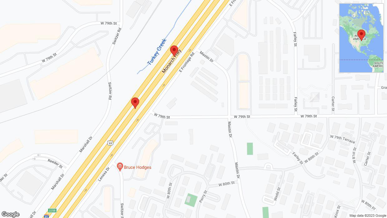 A detailed map that shows the affected road due to 'Broken down vehicle on eastbound I-35 in Overland Park' on October 4th at 6:14 p.m.