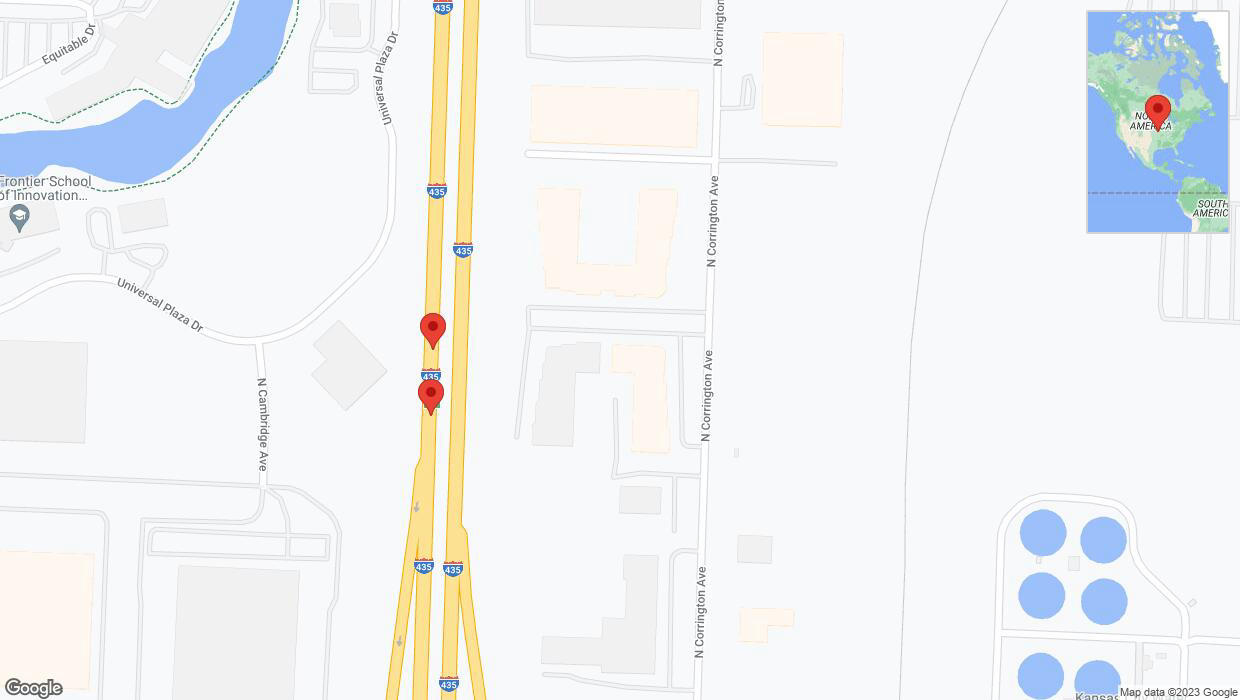 A detailed map that shows the affected road due to 'Broken down vehicle on southbound I-435 in Kansas City' on October 4th at 10:38 p.m.