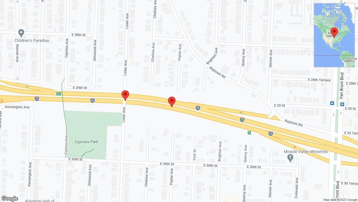 A detailed map that shows the affected road due to 'Broken down vehicle on eastbound I-70 in Kansas City' on October 5th at 3:18 p.m.