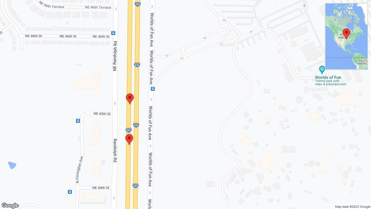 A detailed map that shows the affected road due to 'Broken down vehicle on southbound I-435 in Kansas City' on October 5th at 5:06 p.m.