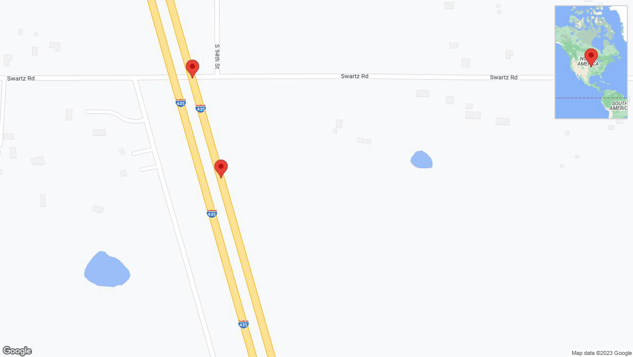 A detailed map that shows the affected road due to 'Broken down vehicle on northbound I-435 in Kansas City' on October 5th at 6:18 p.m.