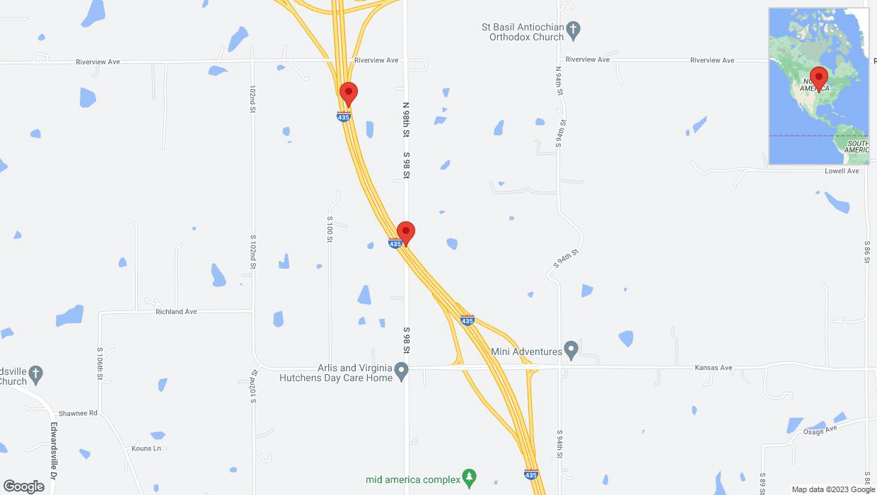 A detailed map that shows the affected road due to 'Broken down vehicle on northbound I-435 in Edwardsville' on October 5th at 6:48 p.m.
