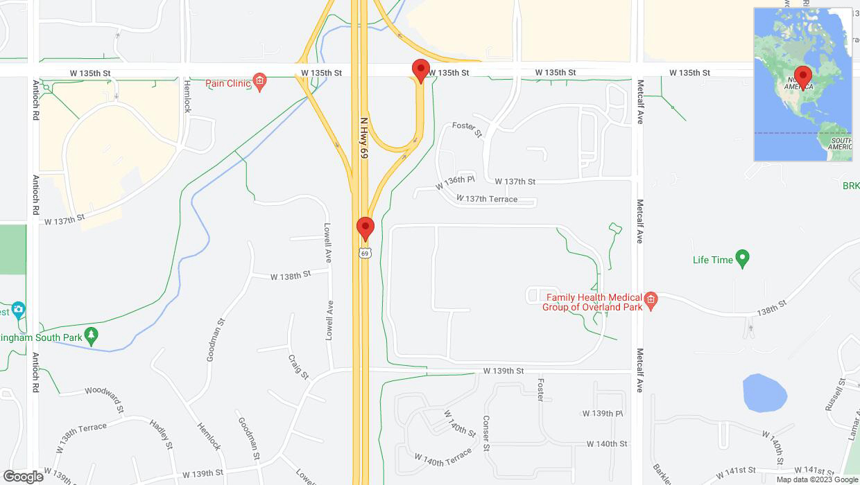 A detailed map that shows the affected road due to 'Overland Park: West 136th Place closed' on October 5th at 9:12 p.m.
