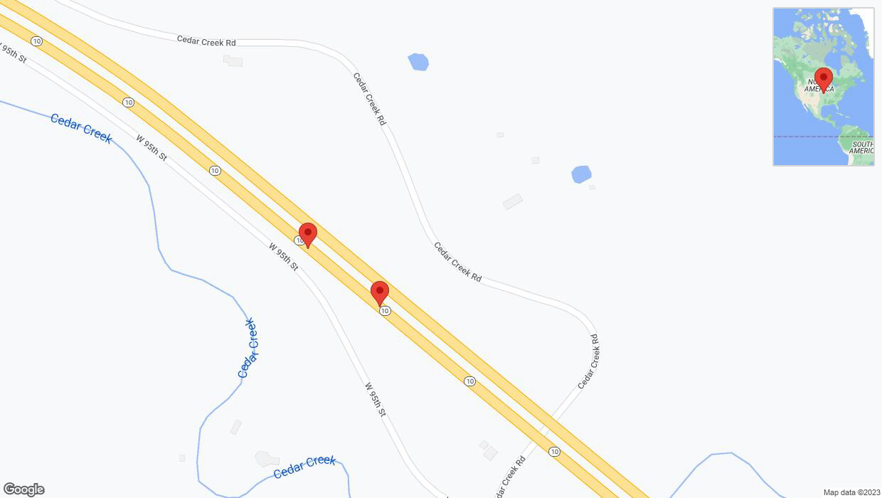 A detailed map that shows the affected road due to 'Broken down vehicle on eastbound K-10 in De Soto' on October 5th at 11:28 p.m.