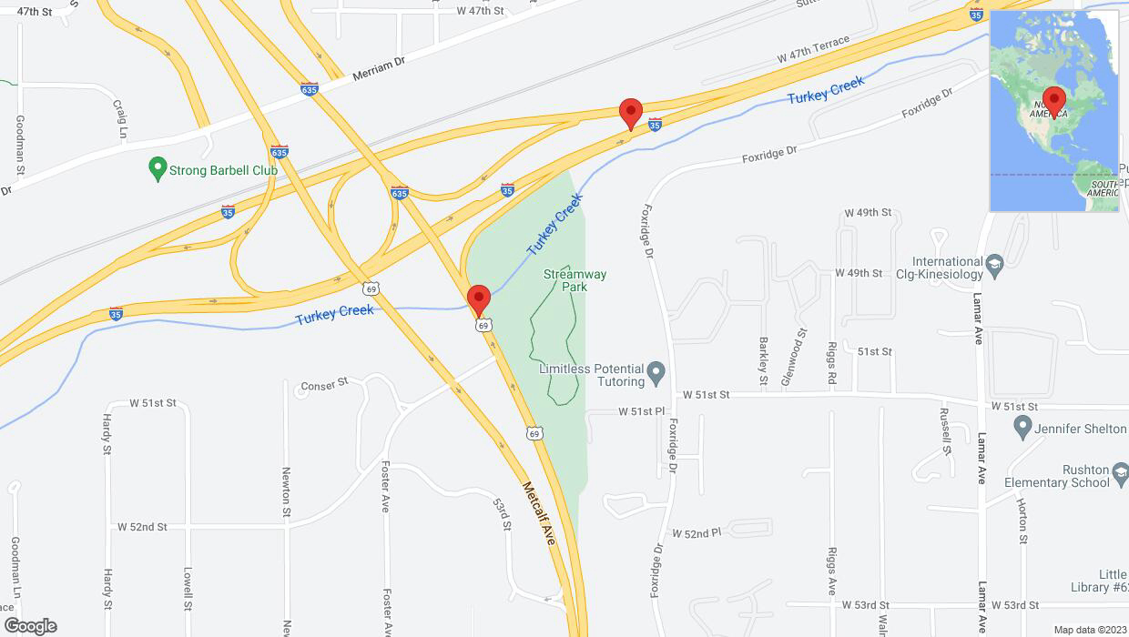 A detailed map that shows the affected road due to 'US-69 North temporarily closed in Mission' on October 6th at 2:35 p.m.