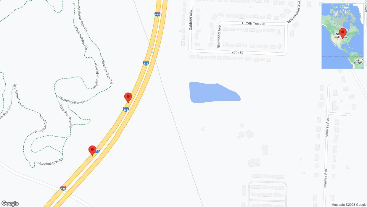A detailed map that shows the affected road due to 'Broken down vehicle on southbound I-435 in Kansas City' on October 6th at 6:29 p.m.