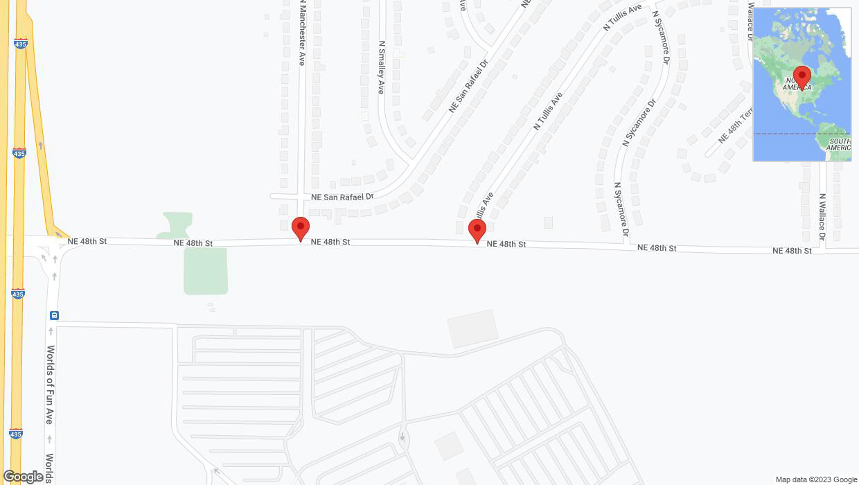 A detailed map that shows the affected road due to 'Kansas City: North Manchester Avenue temporarily closed' on October 6th at 6:29 p.m.