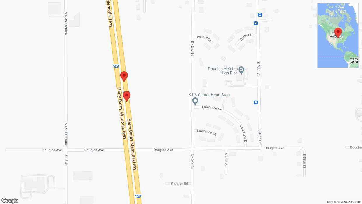 A detailed map that shows the affected road due to 'Broken down vehicle on northbound I-635 in Kansas City' on October 6th at 7:59 p.m.