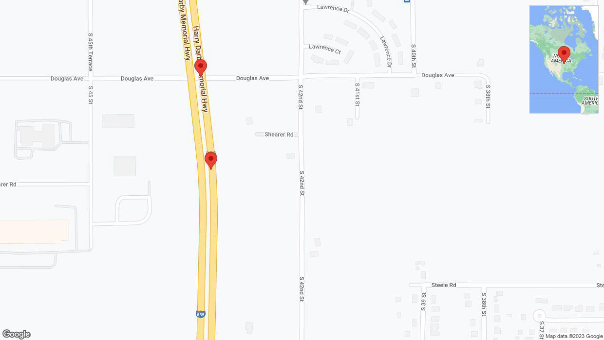 A detailed map that shows the affected road due to 'Warning in Kansas City: Crash reported on northbound I-635' on October 6th at 8:41 p.m.