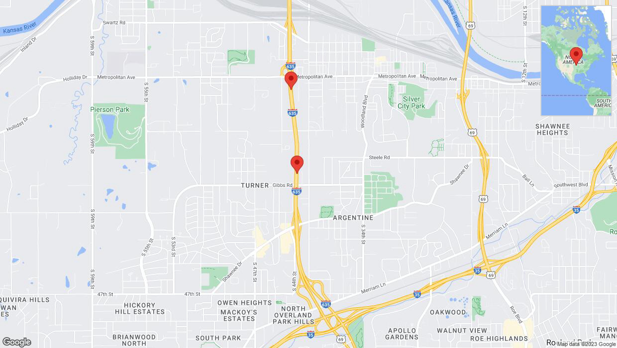A detailed map that shows the affected road due to 'A crash has been reported on northbound I-635' on October 6th at 8:53 p.m.