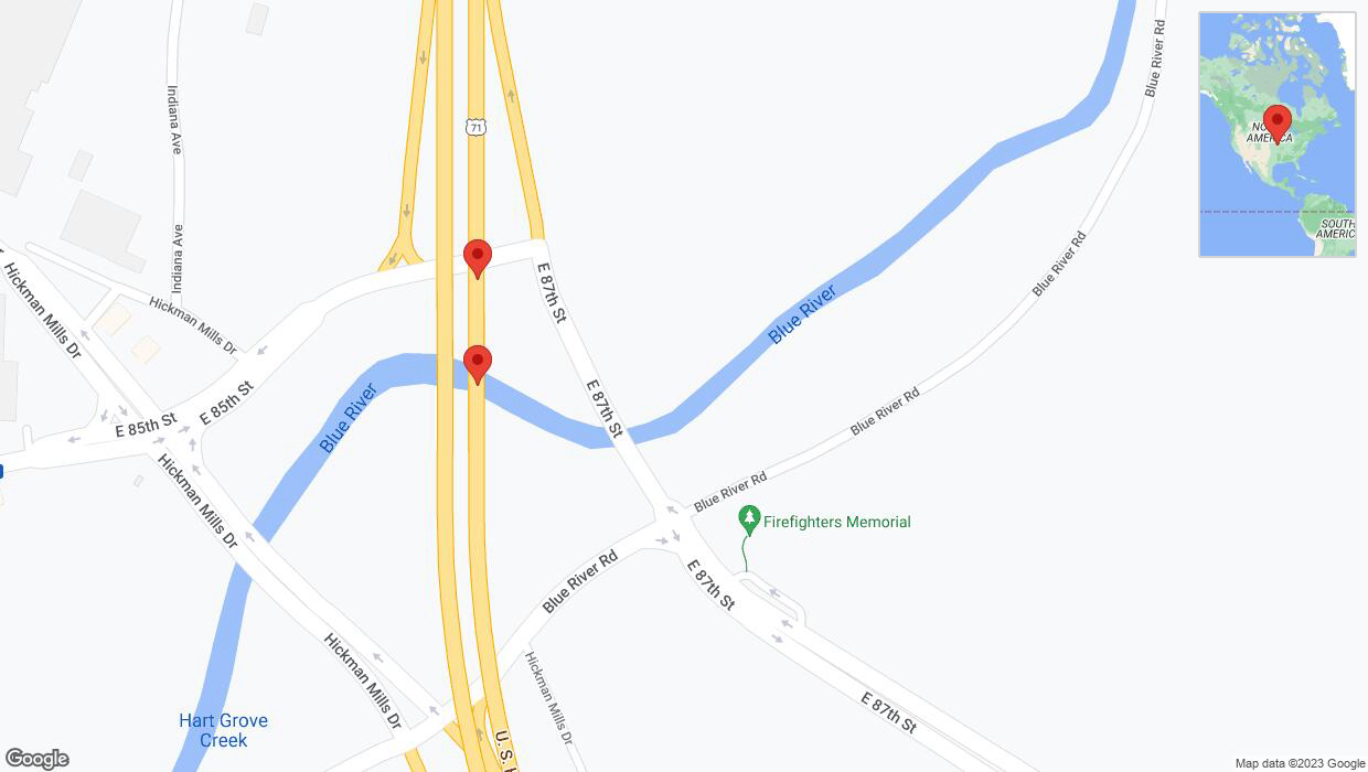 A detailed map that shows the affected road due to 'Broken down vehicle on northbound I-40/US-71 in Kansas City' on October 6th at 9:53 p.m.