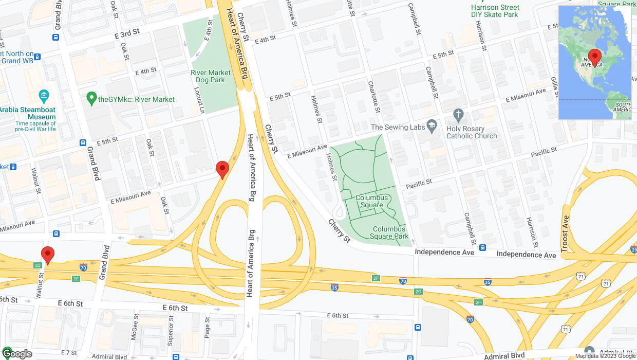 A detailed map that shows the affected road due to 'Kansas City: Locust Lane closed' on October 6th at 10:29 p.m.