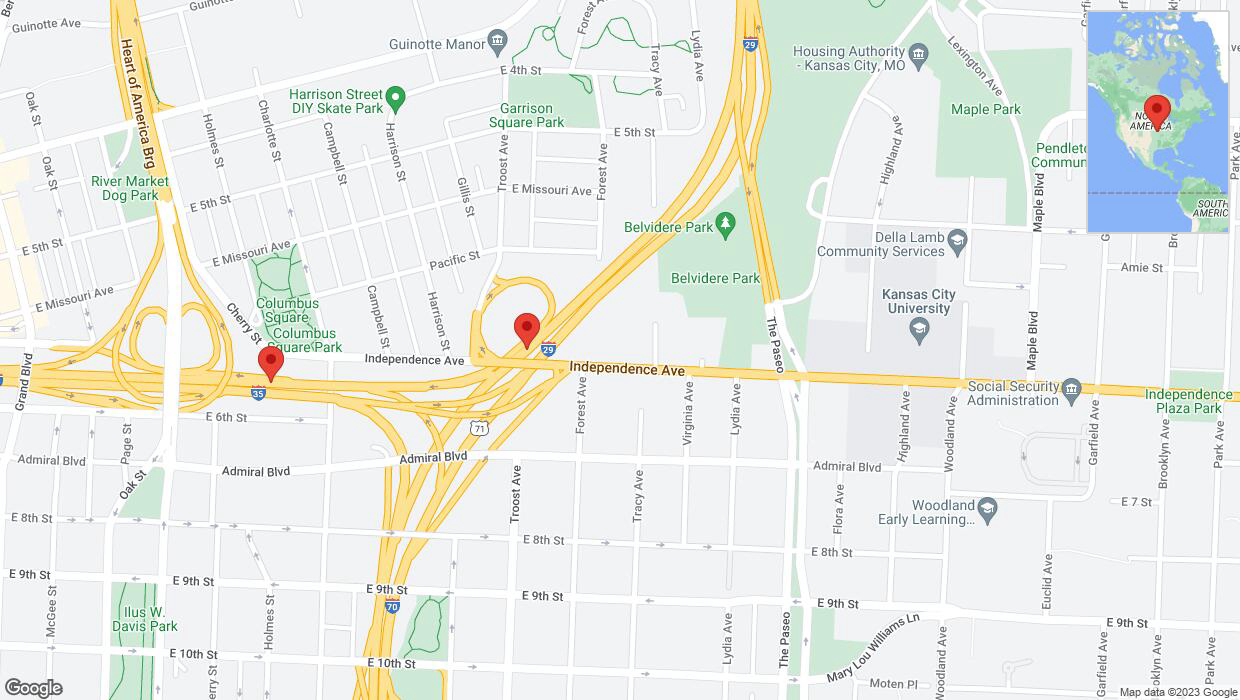 A detailed map that shows the affected road due to 'Kansas City: I-35 temporarily closed' on October 6th at 11:47 p.m.
