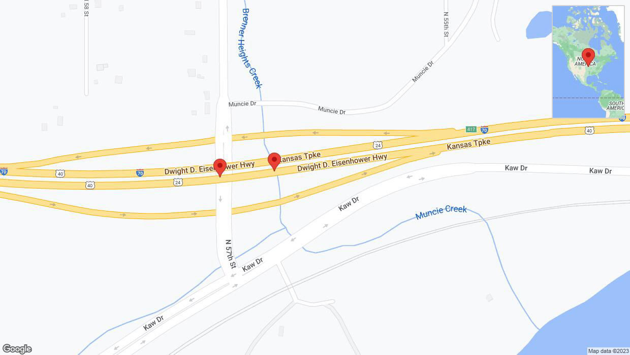 A detailed map that shows the affected road due to 'Broken down vehicle on eastbound I-70 in Kansas City' on October 7th at 3:04 p.m.